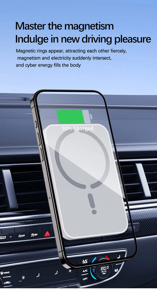 MagDrive Pro – 15W Magnetic Car Wireless Charger for iPhone (Air Vent Mount)